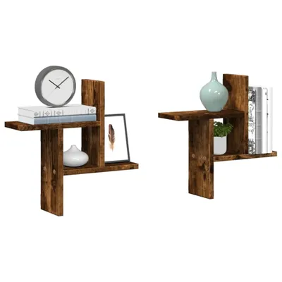 Imagen del producto de Maison Exclusive - Estanterías de pared, 2 unidades, roble ahumado, 38x12x38 cm, material de madera