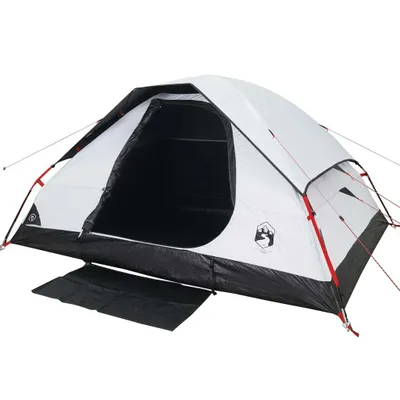 Image de vidaXL Tente familiale dôme 6 personnes Blanc Obscurci Etanche