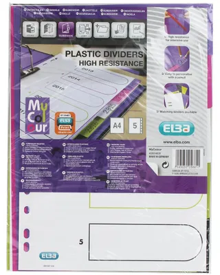 Productafbeelding van ELBA kunststof register, myColour, DIN A4, 5-delig, blanco