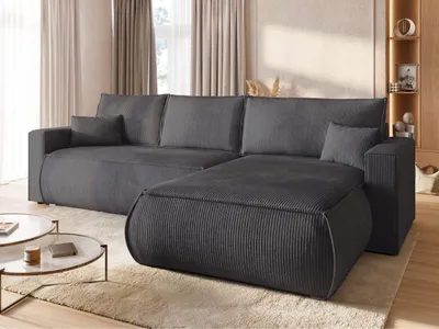Produktbild von BroMARKT Ecksofa HAVANA Schlaffunktion Bettkasten L-Form 120x236 cm Grau