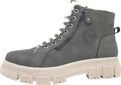 Image de Chaussures pour femmes Tom Tailor, bottines, lacets, couleur grise, style décontracté