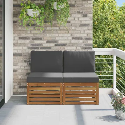Produktbild von "2026 Aktion"2 Stück Outdoor Mittelsofa/Couchgarnitur - CLORIS - Outdoor-Möbel - für Garten/Terrasse - Massivholz Akazie Natur - Gartensofas Promotion132188