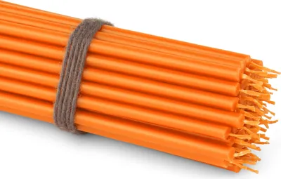 Produktbild von 50x Stabkerzen Orange Tropffrei Rußfrei dünn L 16cm Premium Paraffinwachs 36109