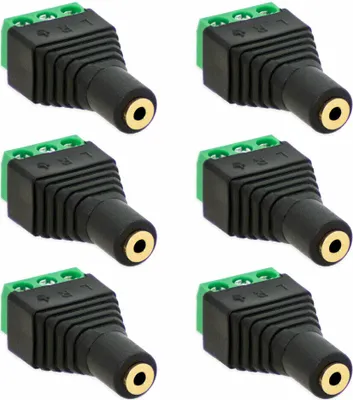 Produktbild von 6X Klinken Buchse 2,5mm Adapter > Terminal Block 3-Pin Schraub Klemmen Vergoldet