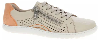 Produktbild von Rieker Damen Schnürschuh Slip-On Sneaker aus Leder mit Lochmuster 52824, Größe:41 EU, Farbe:Beige