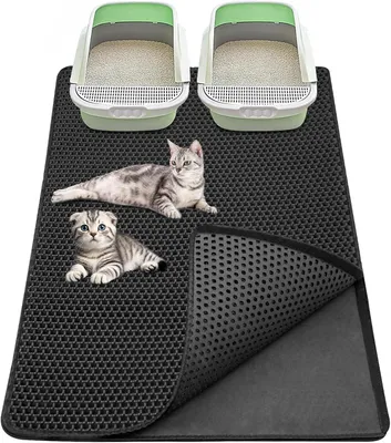 Produktbild von Katzenklo-Vorleger 90 x 60 cm, wasserdicht, EVA, doppellagige Wabenstruktur, schwarz, für Katzentoilette