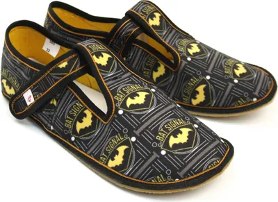 Produktbild von Jungen Hausschuhe BAREFOOT EF 395 Bat Signal Schwarz Gelb