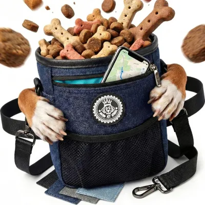 Produktbild von HUND IST KÖNIG Premium Leckerlibeutel für Hunde - robuster Futterbeutel mit viel Stauraum, 4 Trageoptionen, lebensmittelecht, Kotbeutelspender