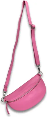 Produktbild von Bauchtasche Damen Echtleder Umhängetasche mit Ledergurt, Hellpink