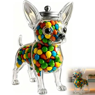 Produktbild von Keksdose Hund Chihuahua Glas Vorratsdose mit Deckel 16,5x11,2x19,5cm luftdicht Bonbonglas Küche Snacks Haustier Geschenk
