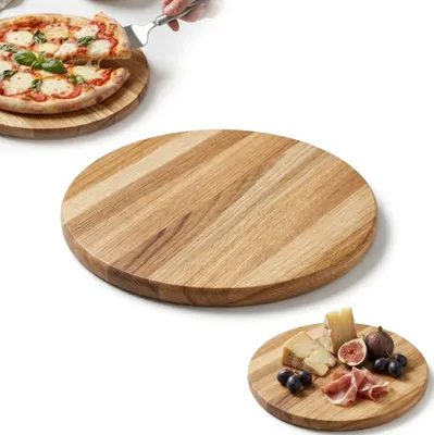 Immagine prodotto di TAGLIERE ROTONDO in rovere, diametro 25 cm, per tagliare e servire la pizza e gli stuzzichini