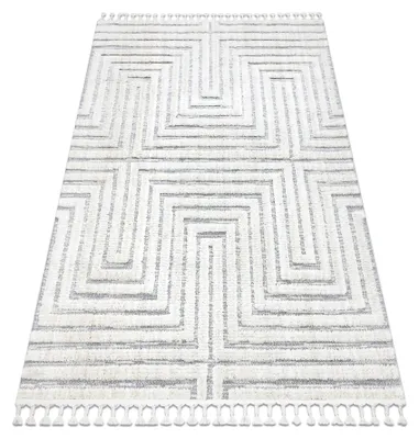 Produktbild von Teppich SEVILLA Z788A Labyrinth, griechisch weiß / grau Franse berber marokkanisch shaggy Weiß 120x170 cm
