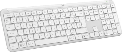 Produktbild von Logitech Signature Slim K950, Volle Größe (100%), Kabellos, RF Wireless + Bluetooth, Scherenschalter, AZERTY, Weiß