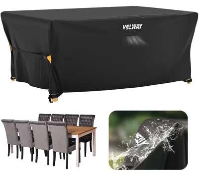 Zdjęcie produktu dla Pokrowiec na meble ogrodowe Velway, wodoodporny i wiatroodporny, wymiary: 242x162x71 cm, kolor: czarny