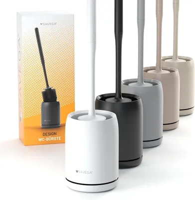 Produktbild von WC-Bürste Silikon weiß, Wandmontage ohne Bohren, mit Halter, für Badezimmer