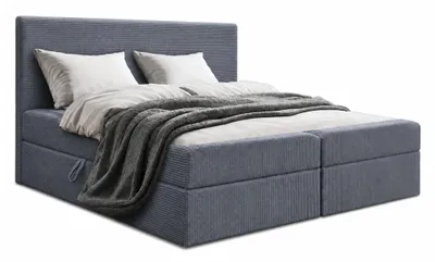 Produktbild von Bett, Boxspringbett, Continentalbett BERG POSO mit Bonell Matratze, T25 Topper, Doppelbett mit Container, H3 180x200 cm, (Dunkelgrau - Poso 115)