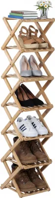 Produktbild von Relaxdays Schuhregal, 7 Schuhablagen, Klappregal für Flur & Schlafzimmer, HBT 124 x 28 x 28 cm, faltbar, Bambus, natur