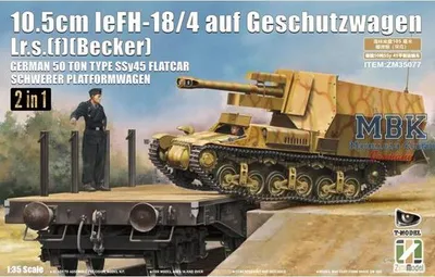 Produktbild von ZIMI Model ZIMI35077 10.5 cm leFH 18/4 auf G.W. Lrs(f) w/SSy45 flatcar