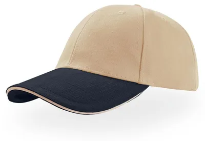 Image de Casquette de baseball Atlantis Liberty à 6 panneaux, en coton brossé LT901 (taille unique) (naturel/bleu marine)
