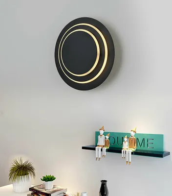 Obrázek produktu pro 15W LED nástěnné světlo Kreativní moderní třívrstvé kulaté tělo lampy 350° otočné nástěnné svítidlo nástěnné světlo teplé bílé osvětlení (černé) pro obývací pokoj ložnici jídelnu předsíň bar kavárnu restauraci hotel