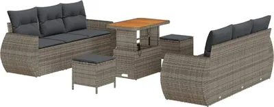 Obrázok produktu pre vidaXL Záhradná sedacia súprava 9 ks Grey Poly-Rattan