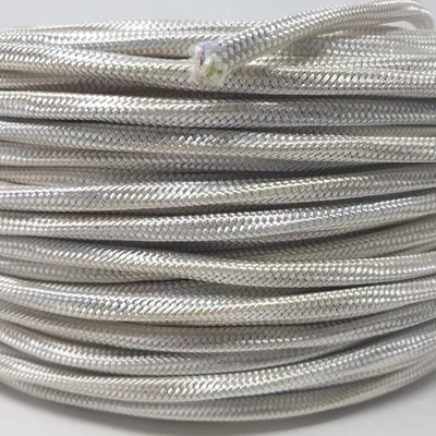 Immagine prodotto di Cavo extra sottile in tessuto cavo lampada per lampadari, 1 metro/1m, colore avorio, cavo in tessuto rivestito, cavo di alimentazione sottile, 3 fili 3x0,75mm² con conduttore di terra