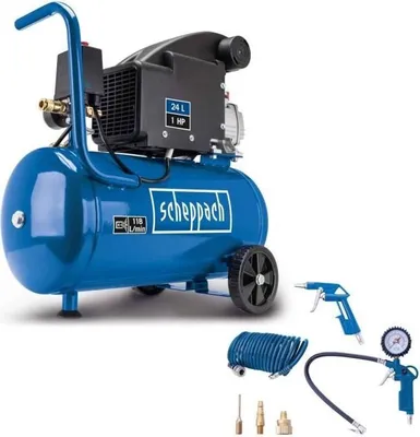 Produktbild von Kompressor Scheppach HC24-8S-A, 24 Liter, 750 W, 8 bar, 5-teiliges Zubehörset