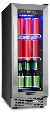 Produktbild von Klarstein Beerlager 56 Getränkekühlschrank, 56 Liter, 20 Flaschen, Unterbaufähig, 82 cm Höhe, Glastür mit Edelstahlrahmen, 3 Einschübe, Temperatur: 0 - 10 °C, Touch-Bedienfeld, schwarz