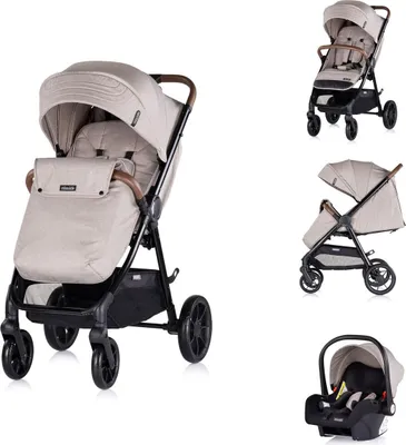 Obrázok produktu pre Chipolino Ultera 2 v 1 kočík s detskou autosedačkou nánožník skladací košík svetlohnedý