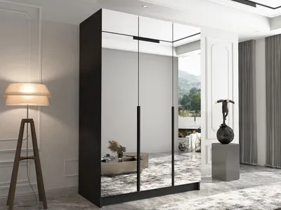Obrázek produktu pro Vysoká zrcadlová šatní skříň 150 cm SHEELA 3 - černá