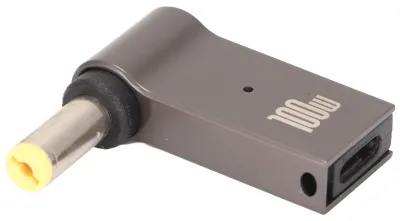 Obrázok produktu pre Nabíjačka k notebooku – adaptér PD USB typu C (samica) na DC, 100 W, hliníková zliatina, kolenový konektor, napájací adaptér k notebooku, 5,5 × 1,7 mm