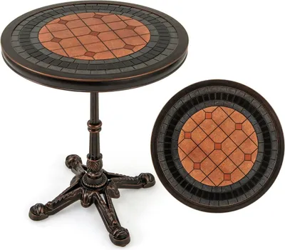 Obrázok produktu pre Okrúhly vonkajší jedálenský stôl - liaty hliník, odolný voči poveternostným vplyvom, 60,5 cm