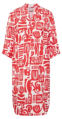 Produktbild von Rabe Damen Kleid Koralle mit grafischem Allover-Print aus Baumwollstretch Größe 52