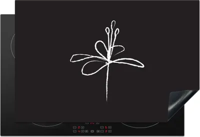 Produktbild von KitchenYeah© Herdabdeckplatte Blumen - Linienkunst - Minimalismus , 77x51cm, Küche Deko, Glaskeramikkochfeld Herdabdeckung, Abdeckplatte fùr Kochfeld