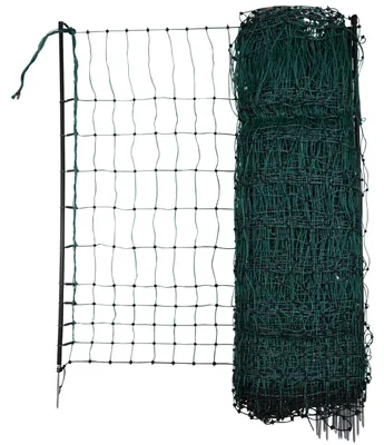 Geflügelnetz 50 m x 106 cm, grün, mit 15 Pfählen, nicht elektrifizierbar