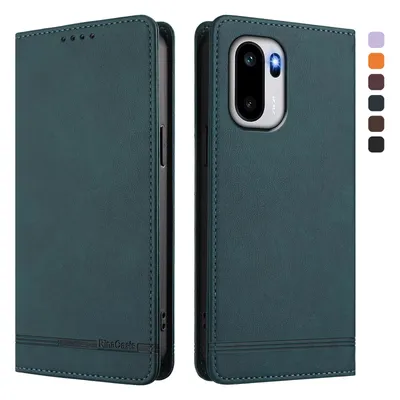 Image de Housse pour OnePlus Ace 6,Polyuréthanerétro en cuir avec étui à rabat et poche pour carte et magnétique vert