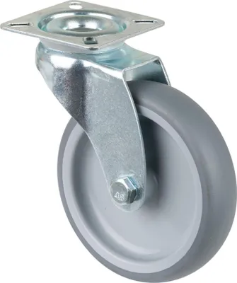 Productafbeelding van Zwenkwiel, wieldiameter 100 mm, draagvermogen 70 kg, met bevestigingsplaat, grijs/zwart