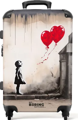 Produktbild von NoBoringSuitcases.com® Großer Koffer - Mädchen mit Luftballons - Kombinationsschloss TSA - Hartschalen Trolley 4 Rollen - 72 liter - Reisekoffer - 66 cmKoffer Mittelgroß 67x43x25 cm, 72L,