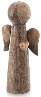 Obrázek produktu pro Dřevěná vánoční figurka anděla, mangové dřevo, 21 cm