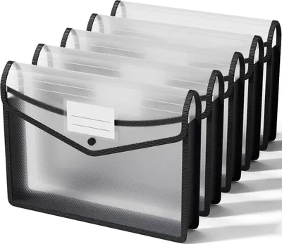 Produktbild von Famanu A4 Dokumentenmap Wasserfest Transparent - 5er Set mit Visitenkartenhalter