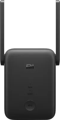 A black Xiaomi Wi-Fi range extender is shown against a white background.