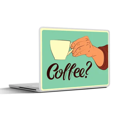 Produktbild von MuchoWow® Laptop Aufkleber Sticker Cover Sprichwörter - Vintage - Zitate - Kaffee? 25x18 cm - Laptop-Deko