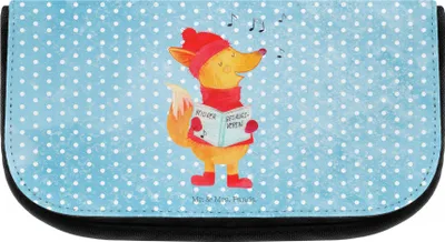 Produktbild von Mr. & Mrs. Panda kosmetiktäschchen Fuchs Sänger - Eisblau - Geschenk, Singen, Make-Up Tasche, Weihnachten, Kosmetiktasche, kulturtäschchen, Winter, aufbewahrungstasche