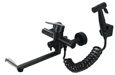 Obrázek produktu pro Kuchyňská baterie, montáž na zeď, flexibilní výtok, matná černá