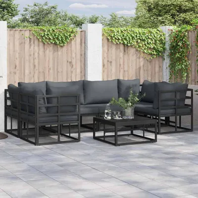 Image de Maison Exclusive - Ensemble canapé de jardin avec coussins 6 pièces Noir Aluminium