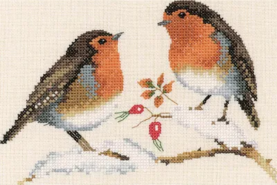 Produktbild von Heritage Kreuzstich Set Aida "Winterrotkehlchen (A)", Zählmuster, VPWR697-A, 17,5x12cm