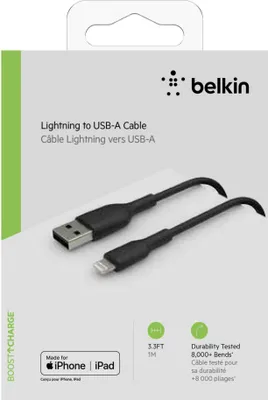 Immagine prodotto di Belkin BOOST CHARGE - Cavo Lightning - Da Lightning maschio a USB maschio - 1 m - Nero - per Apple iPad Pro da 10,5 pollici; iPad Pro da 12,9 pollici (seconda generazione); iPhone 11, 11 Pro, 11 Pro Max, 8, XR, XS, XS Max