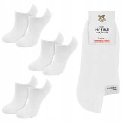 Image de Chaussettes invisibles fines bambou blanc CERBER 3 Paires Art. 0985
