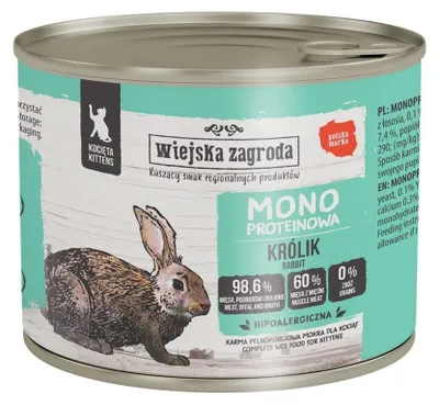 Obrázek produktu pro Wiejska Zagroda Monobiałkowa Królik mokrá krmiva pro kočky 200g