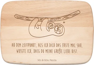 Produktbild von Mr. & Mrs. Panda Frühstücksbrettchen Faultier Kind - Transparent - Geschenk, vesperbrett, schneidbrett, Schneidebrett, Holzbrett, Kinder, Mama, Frühstücksbrett, Baby